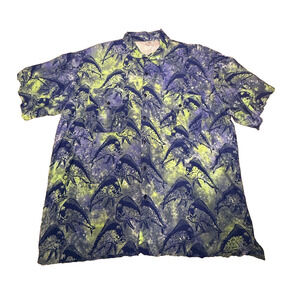 100% Cotton Fishing Shirt Mahi Fish Batik Men's XXL Black Fly Vaughn Cochran